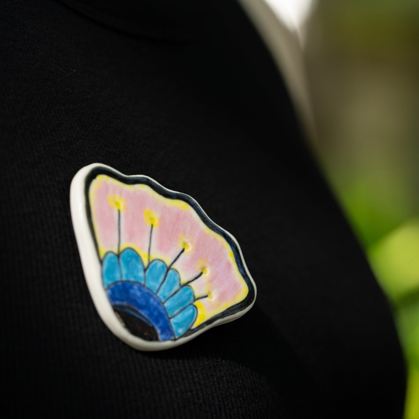 Limited Edition Handmade Ceramic Brooch - Flower Design