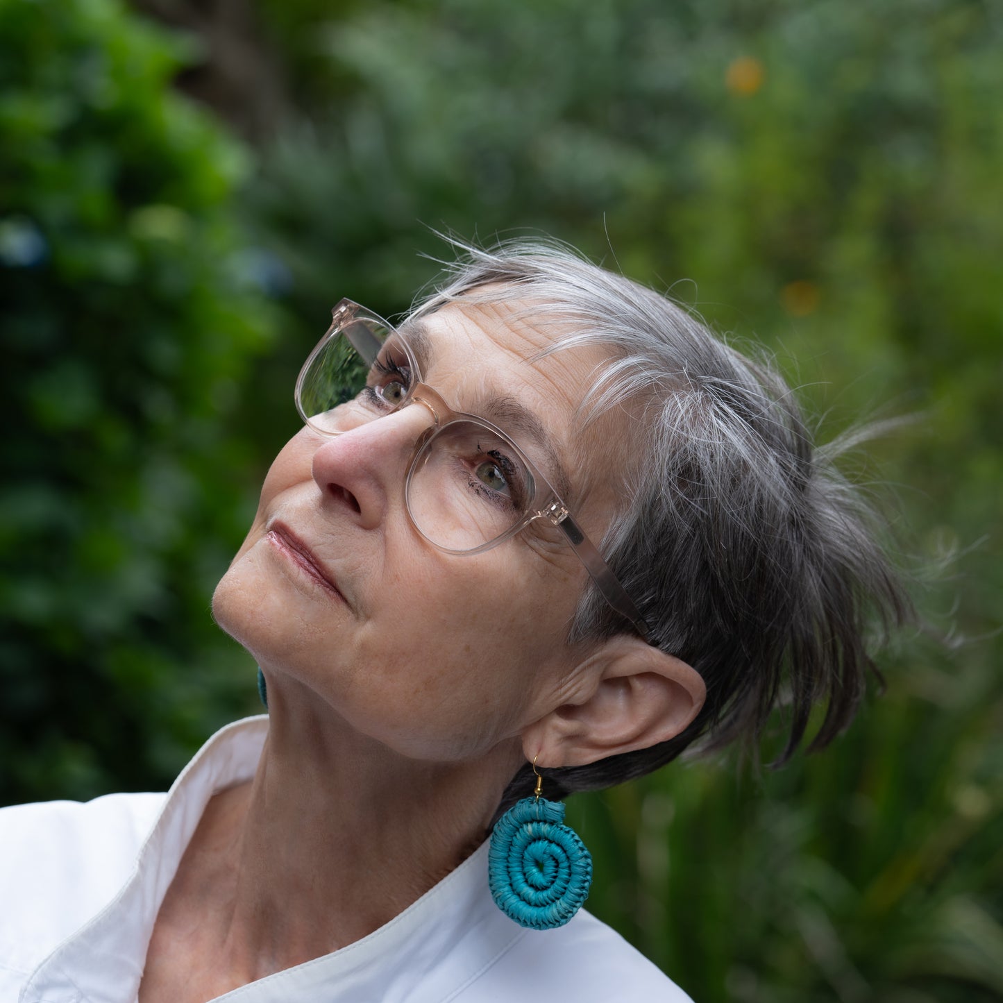 Blue Handwoven Raffia Earrings by Baawaa Weaving