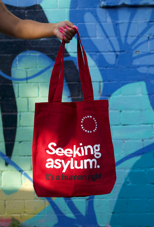 Tote Bag: Seeking Asylum. It's a human right.