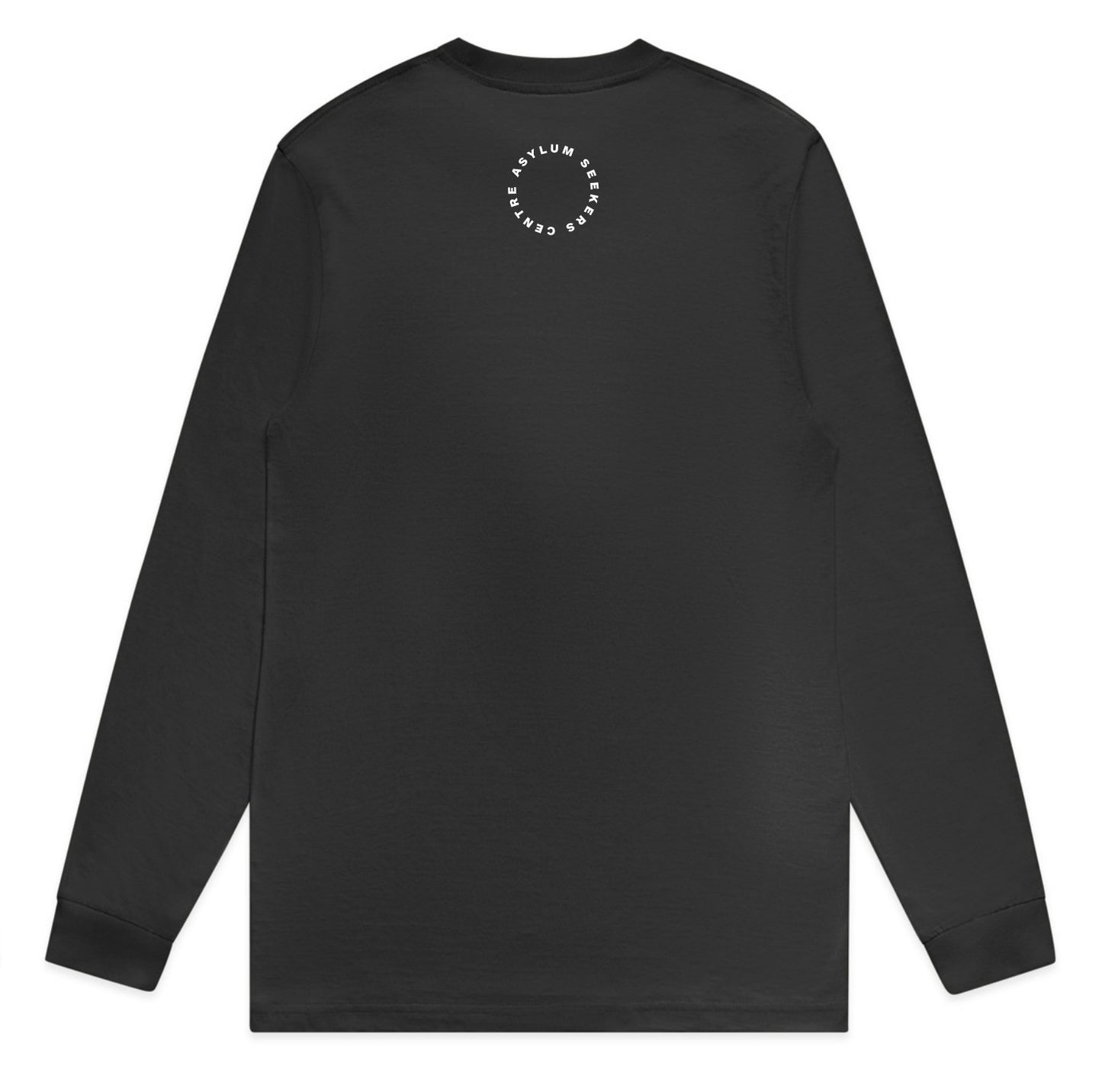Long Sleeve Shirt: "Seeking Asylum is a Human Right" in Dark Gray