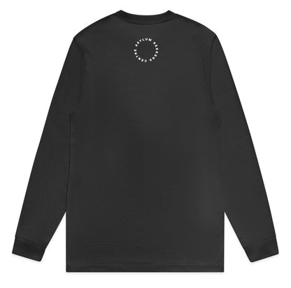 Long Sleeve Shirt: "Seeking Asylum is a Human Right" in Dark Gray