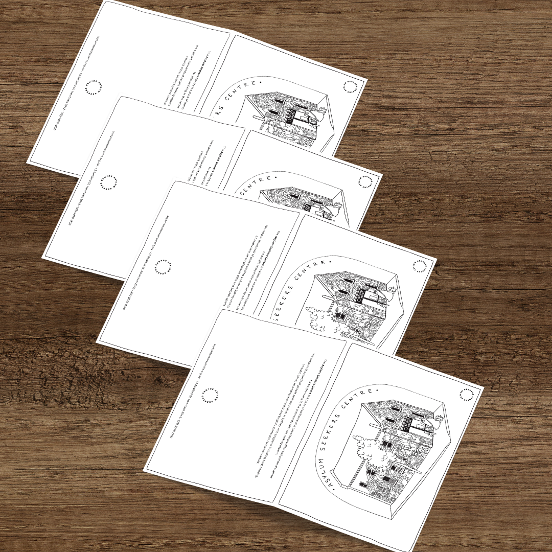 Greeting Card 4-Pack: Asylum Seekers Centre Line Drawing