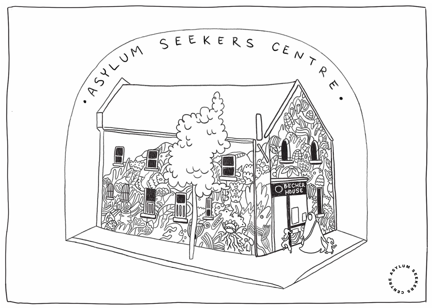 Greeting Card: Asylum Seekers Centre Line Drawing