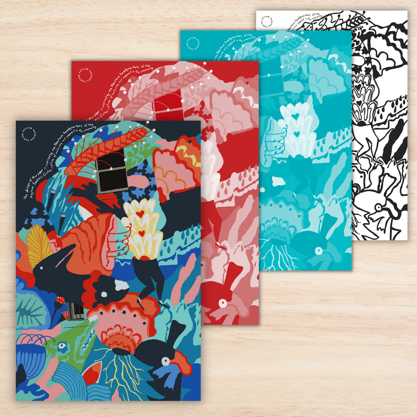 Festive Bundle: 4 x Wrapping Paper Sheets & 4 x Greeting Cards